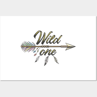 Native American Indian Arrow with Wording Wild One Posters and Art